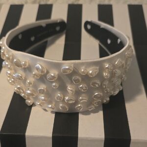 Lele Sadoughi Pearl-Studded Cream Headband